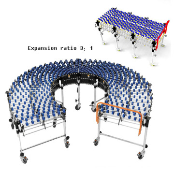 Customizable lightweight ABS wheel stretchable curved roller conveyor for material handling